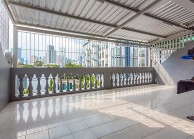 Spacious balcony with city view