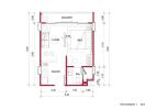 Detailed floor plan of a residential unit including a living area, bedroom, balcony, pantry, and WC