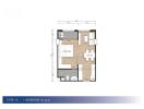 1-bedroom apartment floor plan with an area of 38 square meters