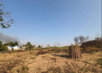 Open plot of land with clear sky