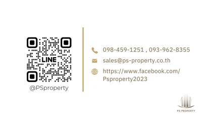 Business contact information for PS Property, including QR code, phone numbers, email, and social media links.