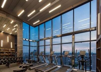 modern gym with panoramic city view