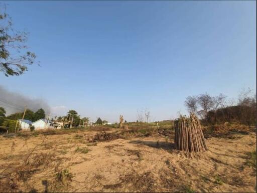 Vacant land with clear blue sky