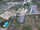 Aerial view of residential and agricultural land