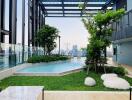 Rooftop pool with city view