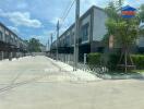 Street view of modern townhouse development