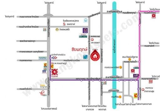 Annotated street map with property location and amenities