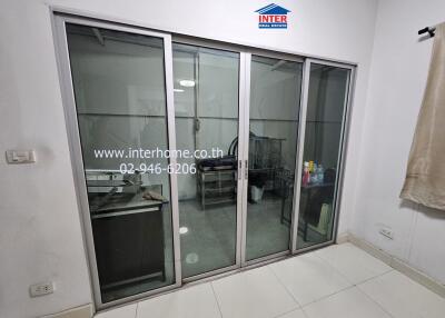 Office area with glass sliding door