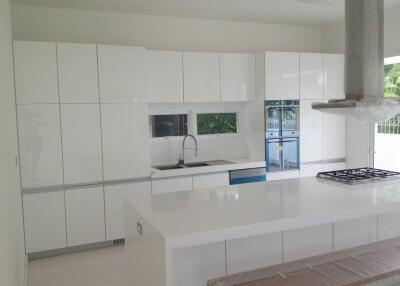 Modern white kitchen with island