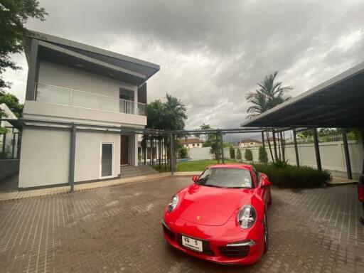 Modern house exterior with driveway