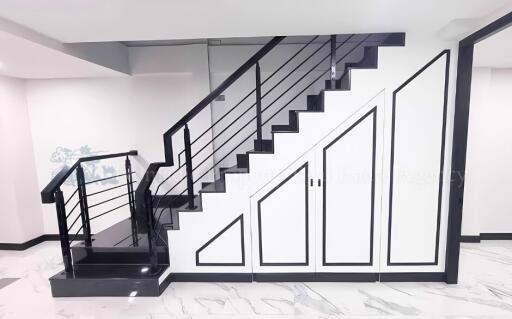 Modern staircase with storage