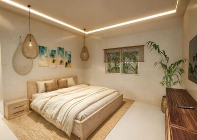Spacious and well-lit bedroom with modern decor