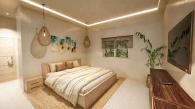 Spacious and well-lit bedroom with modern decor