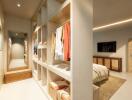 Spacious bedroom with a large walk-in closet