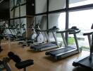 Well-equipped gym with cardio and strength training equipment