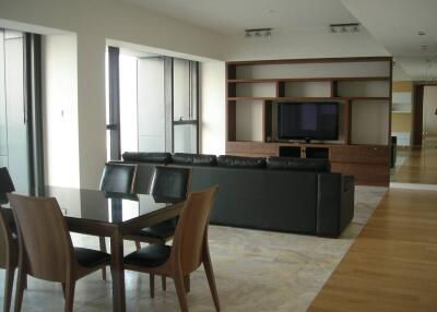 Modern living room with dining area