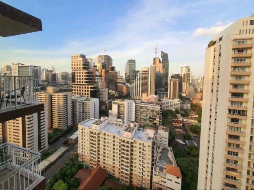 City skyline view from high balcony