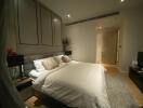 Modern bedroom with cozy lighting