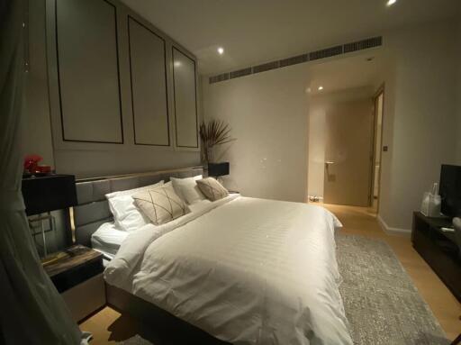 Modern bedroom with cozy lighting