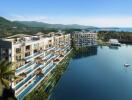 Luxury waterfront apartment complex with private pools