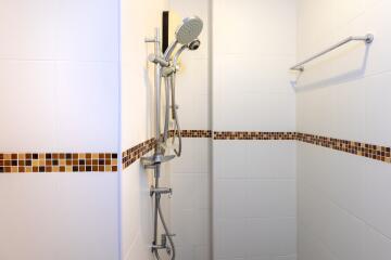 Shower area with modern fixtures