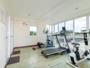 Home gym with exercise equipment