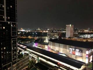 Night view of a cityscape with buildings and lights