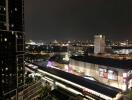 Night view of a cityscape with buildings and lights