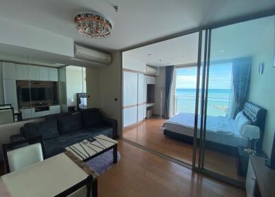Modern living space with ocean view bedroom