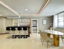 Modern dining and kitchen area with contemporary decor