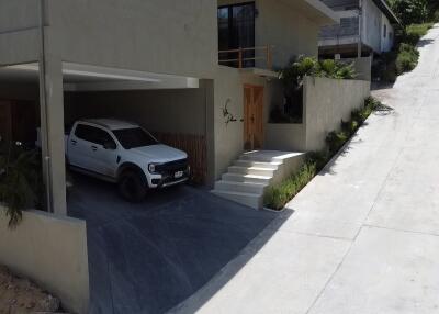 Modern house with driveway and garage