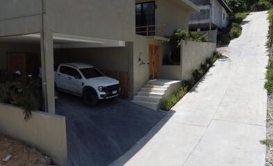 Modern house with driveway and garage