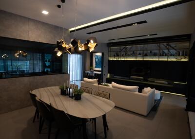 Modern living and dining area with stylish decor