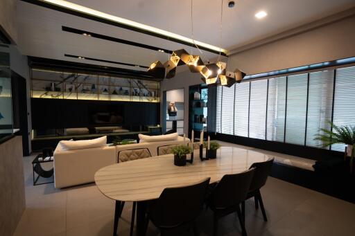 Modern living and dining area with contemporary decor