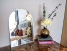 Bedroom with decorative elements on a dresser