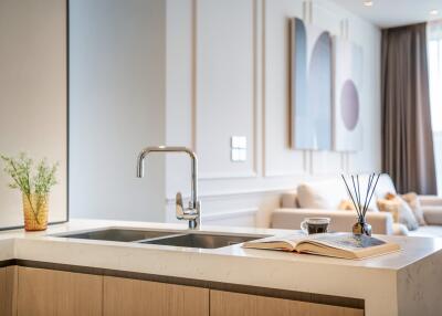 Modern kitchen with sink and elegant decor