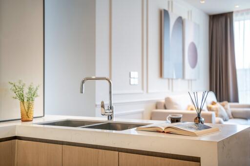 Modern kitchen with sink and elegant decor