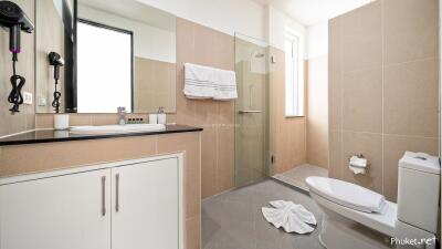 Modern bathroom with walk-in shower