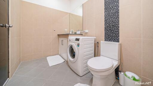 Modern bathroom with laundry facilities