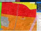 Color-coded map with boundary lines and location marker