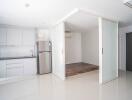 Modern kitchen with adjacent sliding glass door room