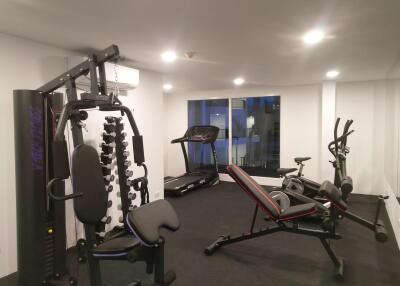 Home gym with workout equipment