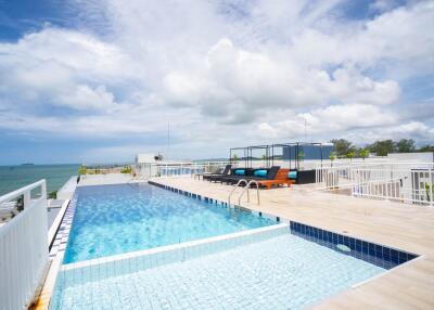 Rooftop swimming pool with ocean view