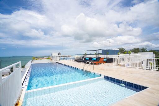 Rooftop swimming pool with ocean view