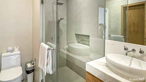 Modern bathroom with glass shower