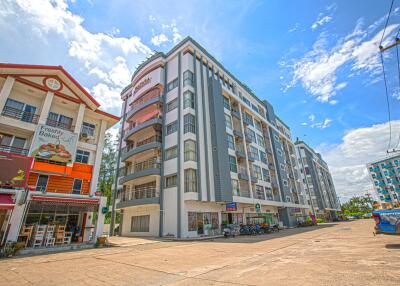 Exterior view of a multi-story apartment building