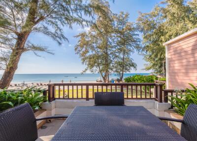 Outdoor patio with ocean view