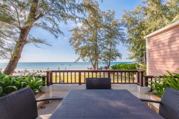 Outdoor patio with ocean view