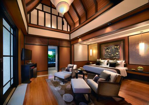 Luxurious bedroom with elegant furnishings