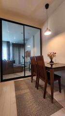 Modern dining area with glass partition